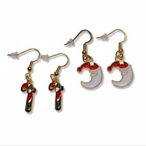 NWT Bundle of Two Pairs of Adorable Gold Dangling Christmas Earrings!!